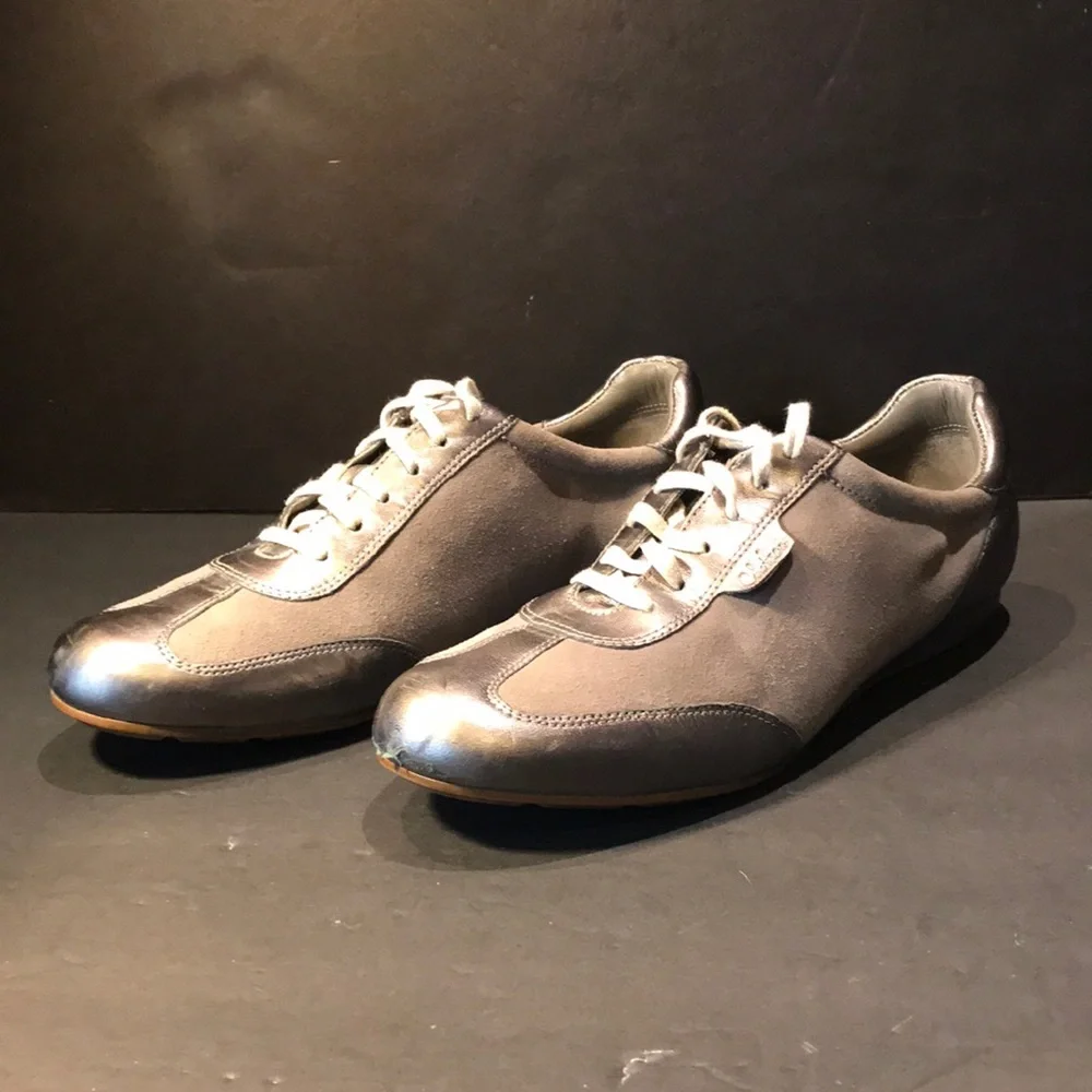 Cole Haan Grey Silver Sneaker Nike Air Soles Metallic Pewter Women's 9.5